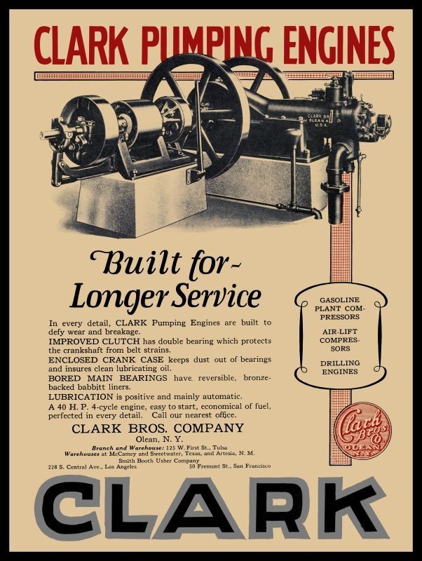 1928 Clark Bros. Co. of Olean, New York Pumping Engines NEW METAL SIGN: 9×12″