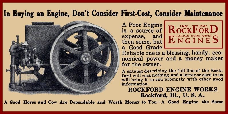 1911 Rockford Gas Engines Works, Rockford, Illinois NEW Sign 18×36″ USA Steel
