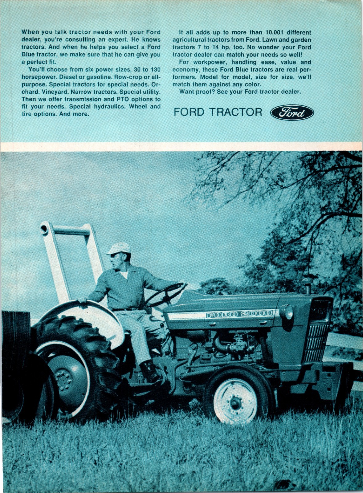 1971 Ford 2000 Farm Tractor 70’s Vintage Print Ad