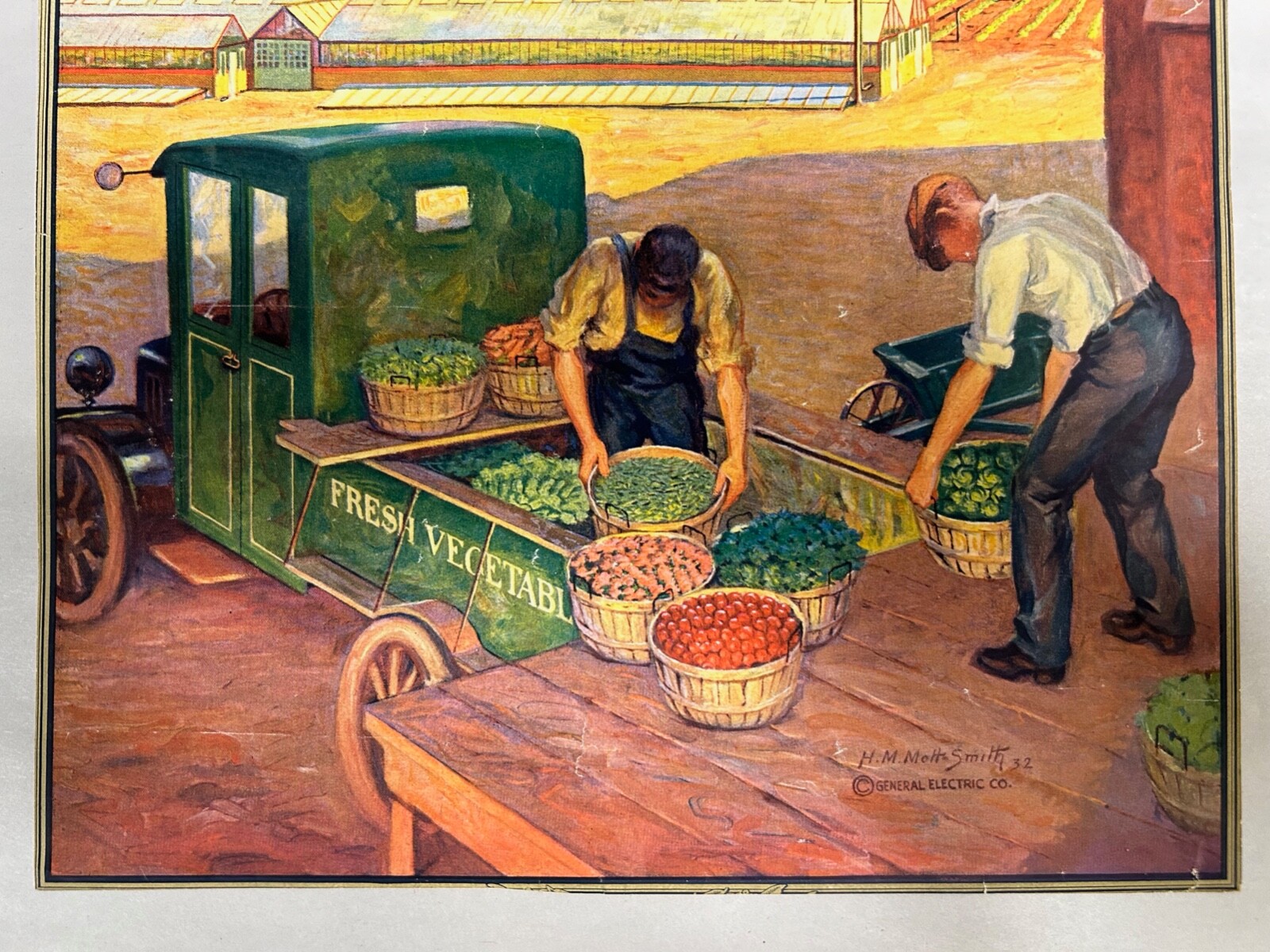 Vtg Antique General Electric Advertising H. M. Mott Smith Farming Print (A10)