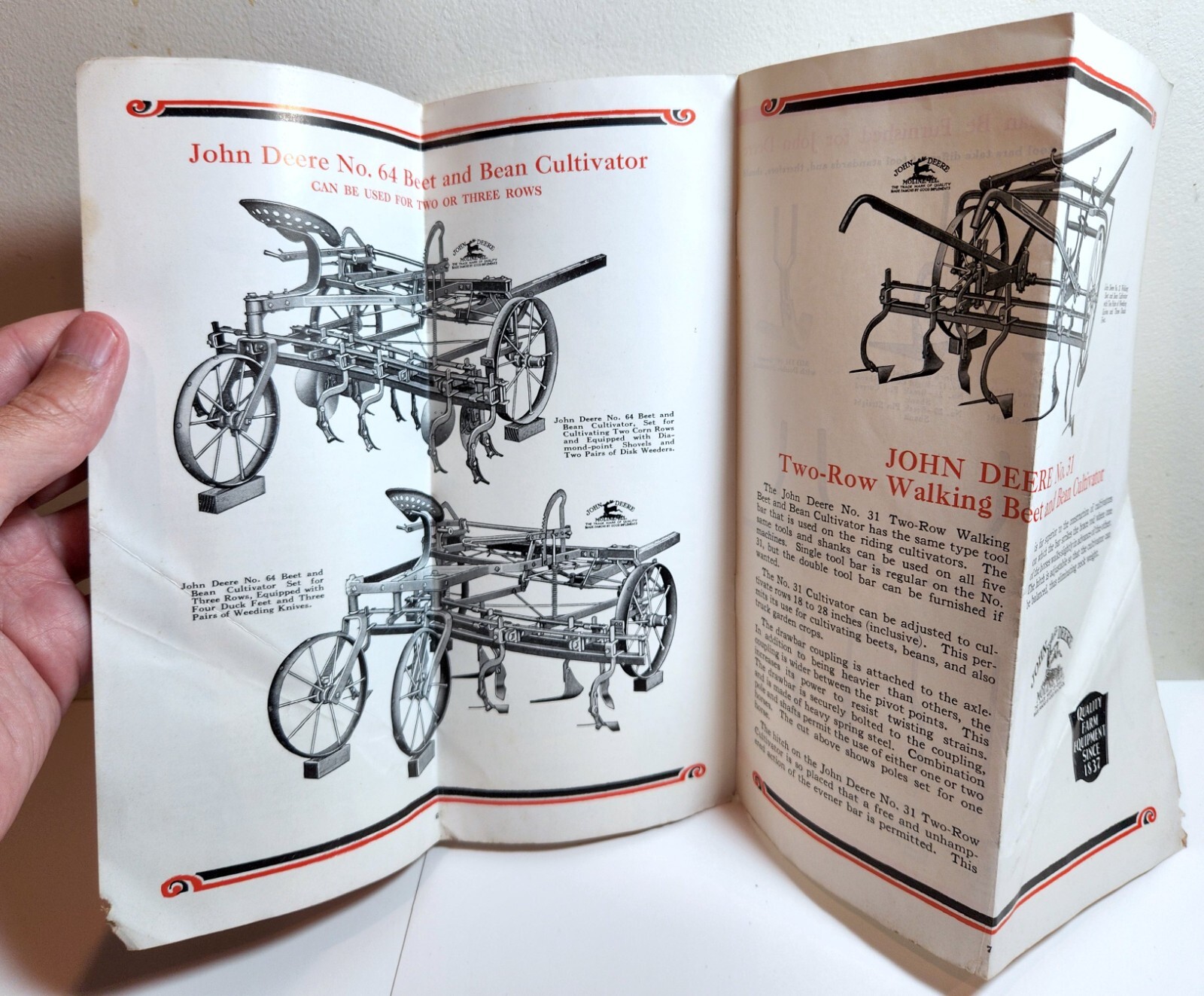 1920s John Deere Beet and Bean Cultivators farm machine ad brochure