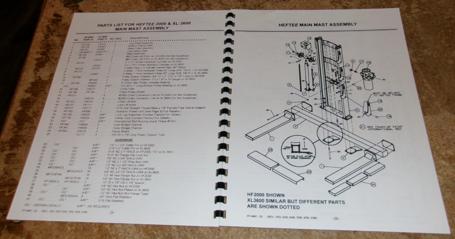 1996 heftee 1300/2000/XL3600 forklifts operators manual good used