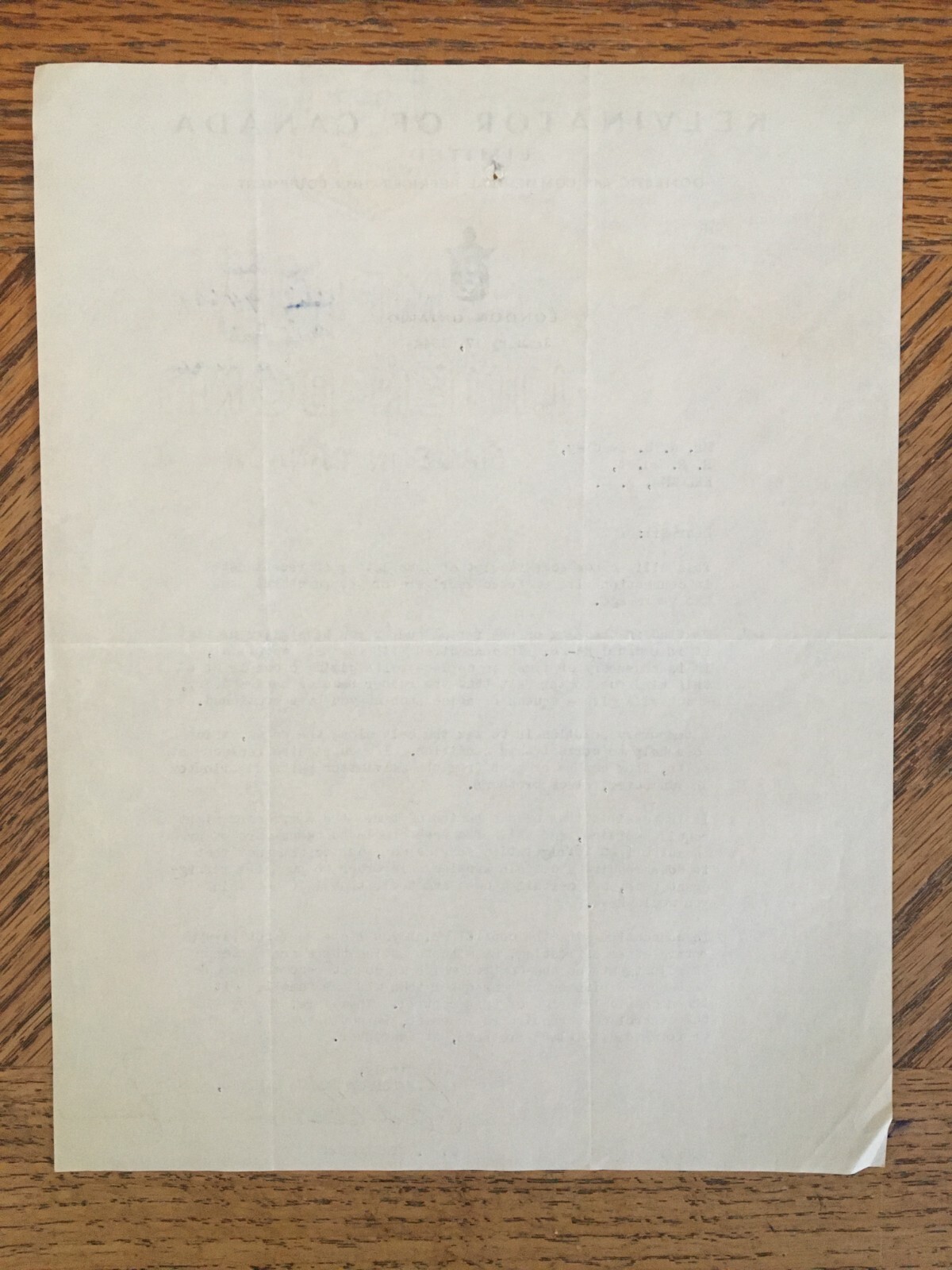 Kelvinator Refrigeration Farm Machine LetterReceipt 1944 Kelowna BC Cattle Ranch