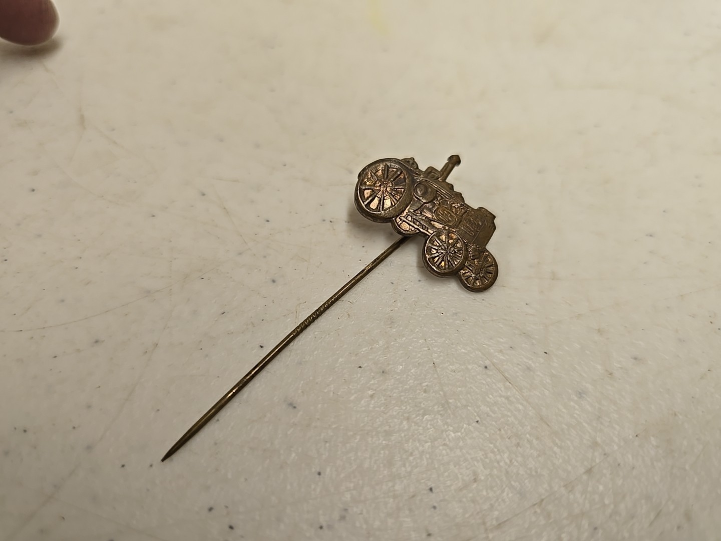 Antique 2.5″ Brass Advance-Rumley La Porte IN Advertising Tractor Stick Pin
