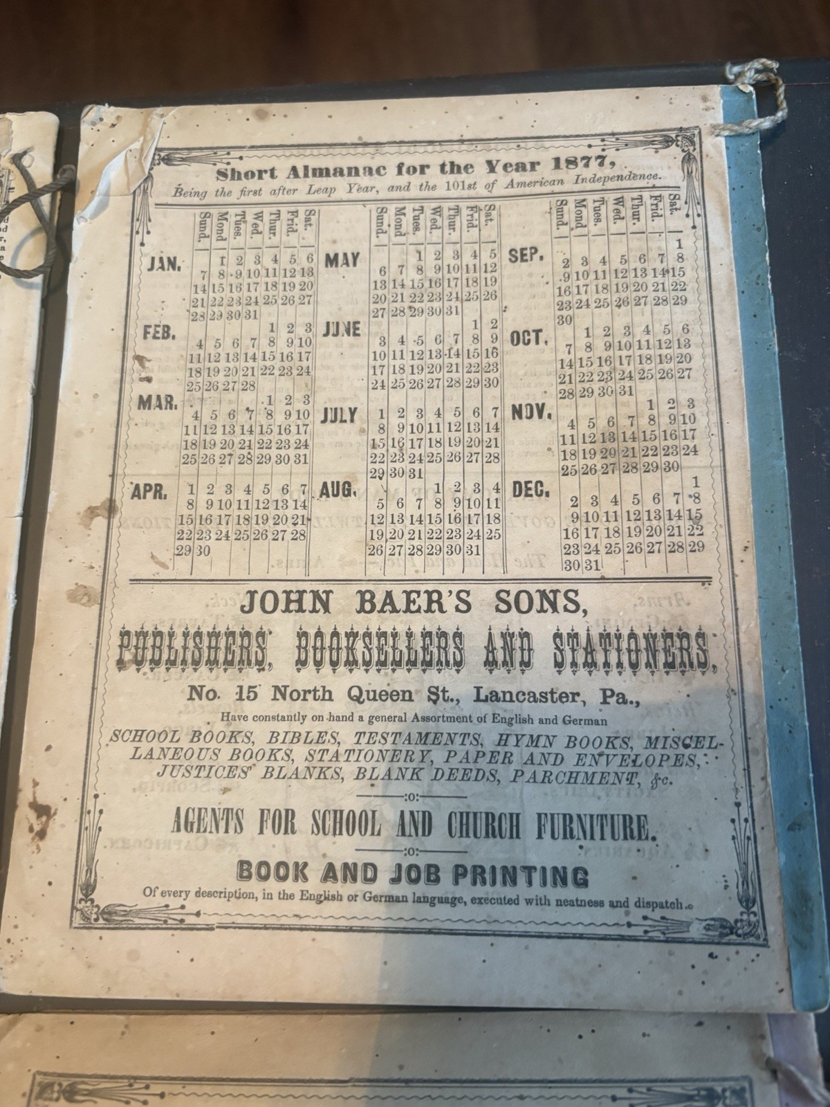 Lot Of 4 John Baer’s Agricultural Almanac Lancaster, PA Antique! 1876-1879
