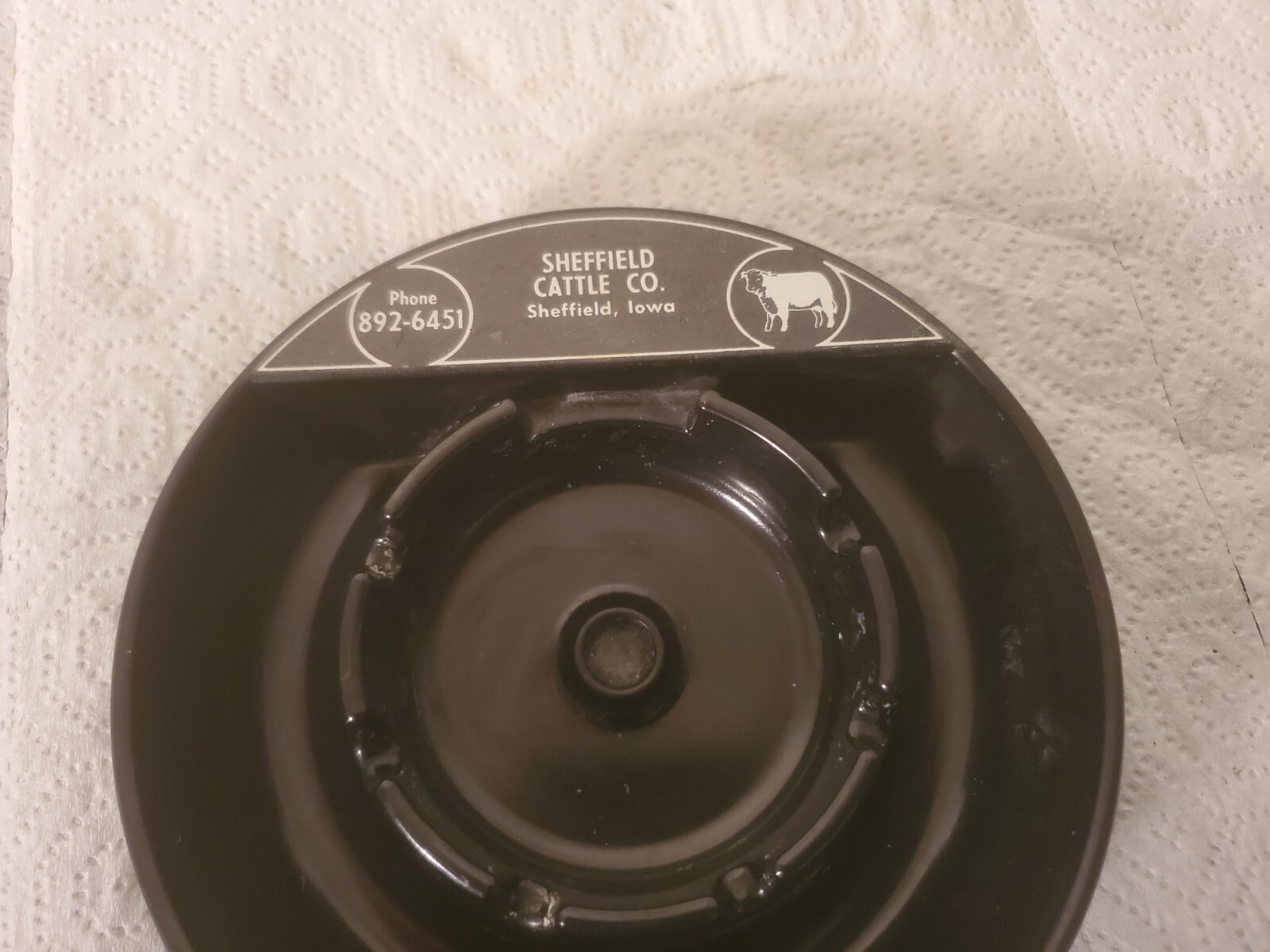 5-1/2″ Hard Plastic Ashtray Sheffield Cattle Company Sheffield Iowa Ranching