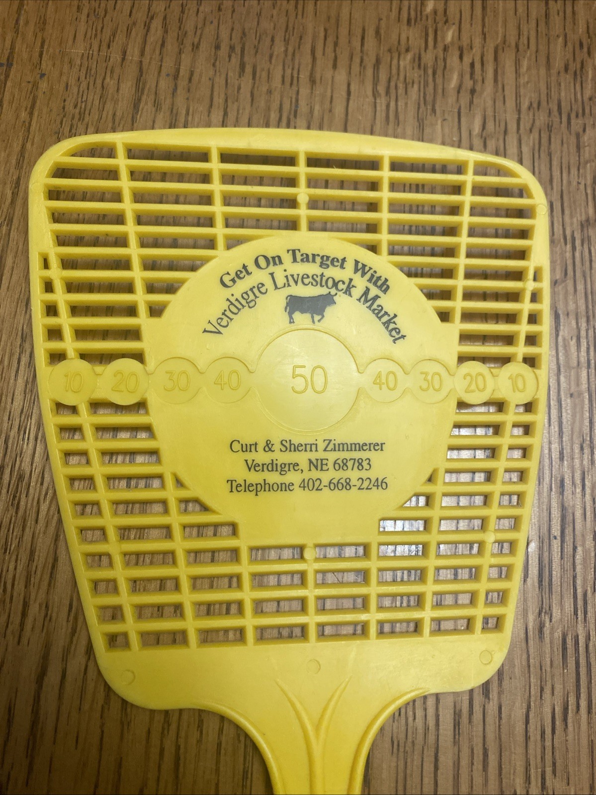 Vintage Fly Swatter. Verdigre Livestock, Curt and Sherri Zimmerer, plastic