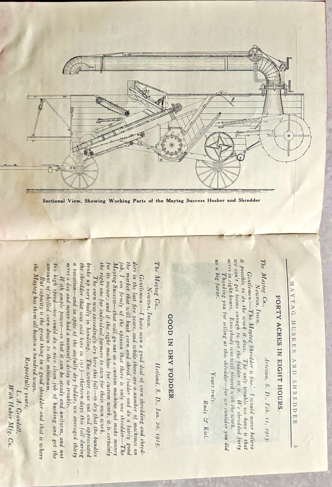 1915 Advertising Brochure Evidence Maytag Husker & Shredder Testimonials