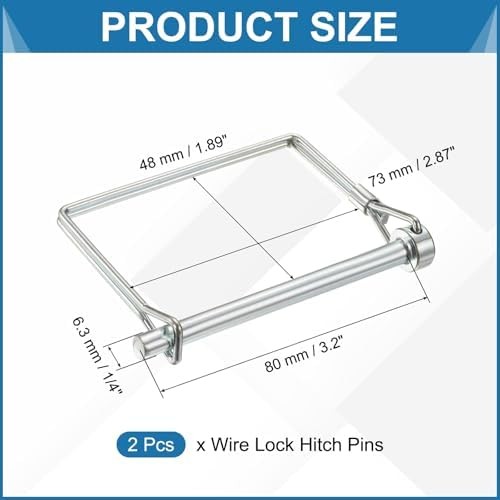2 Pcs Trailer Coupler Pins, 1/4″ x 3.2″ (6.3mm x 80mm) Safety Wire Lock Hitch Pi