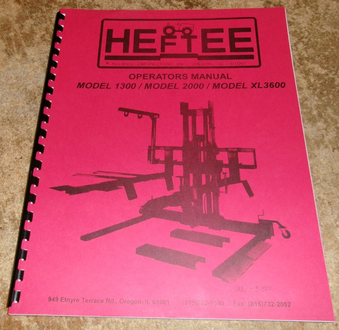 1996 heftee 1300/2000/XL3600 forklifts operators manual good used