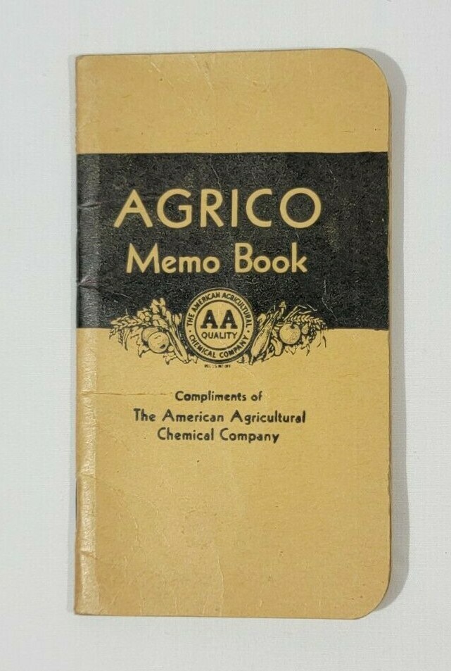 1934 Agrico Memo Book With Calendar – Agriculture / Farming