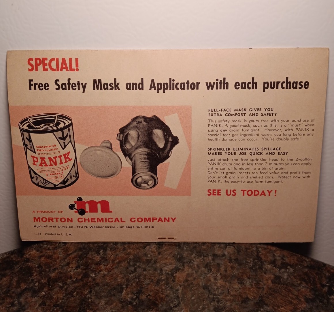 Rare Vintage 1940s “PANIK” Grain Fumigant Advertising Instructions Pamphlet