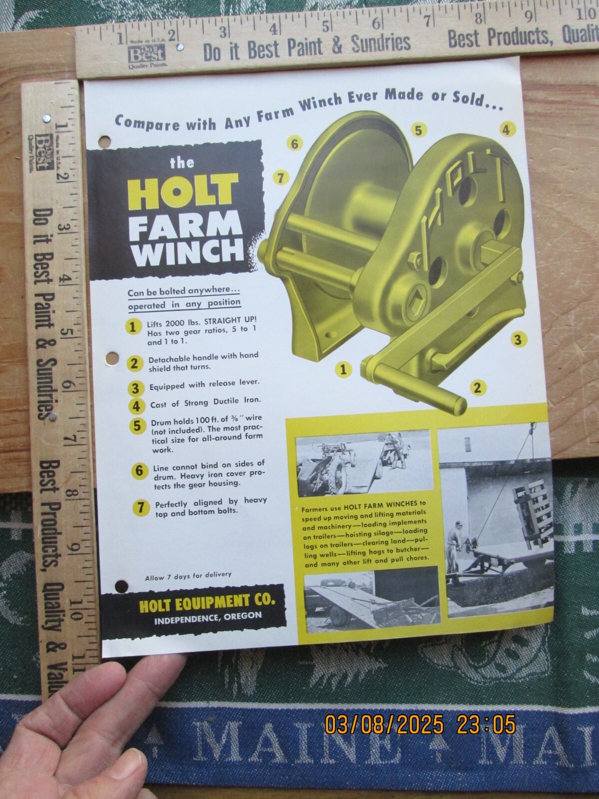 holt farm winch holt equipment co. 1 page 2 sides