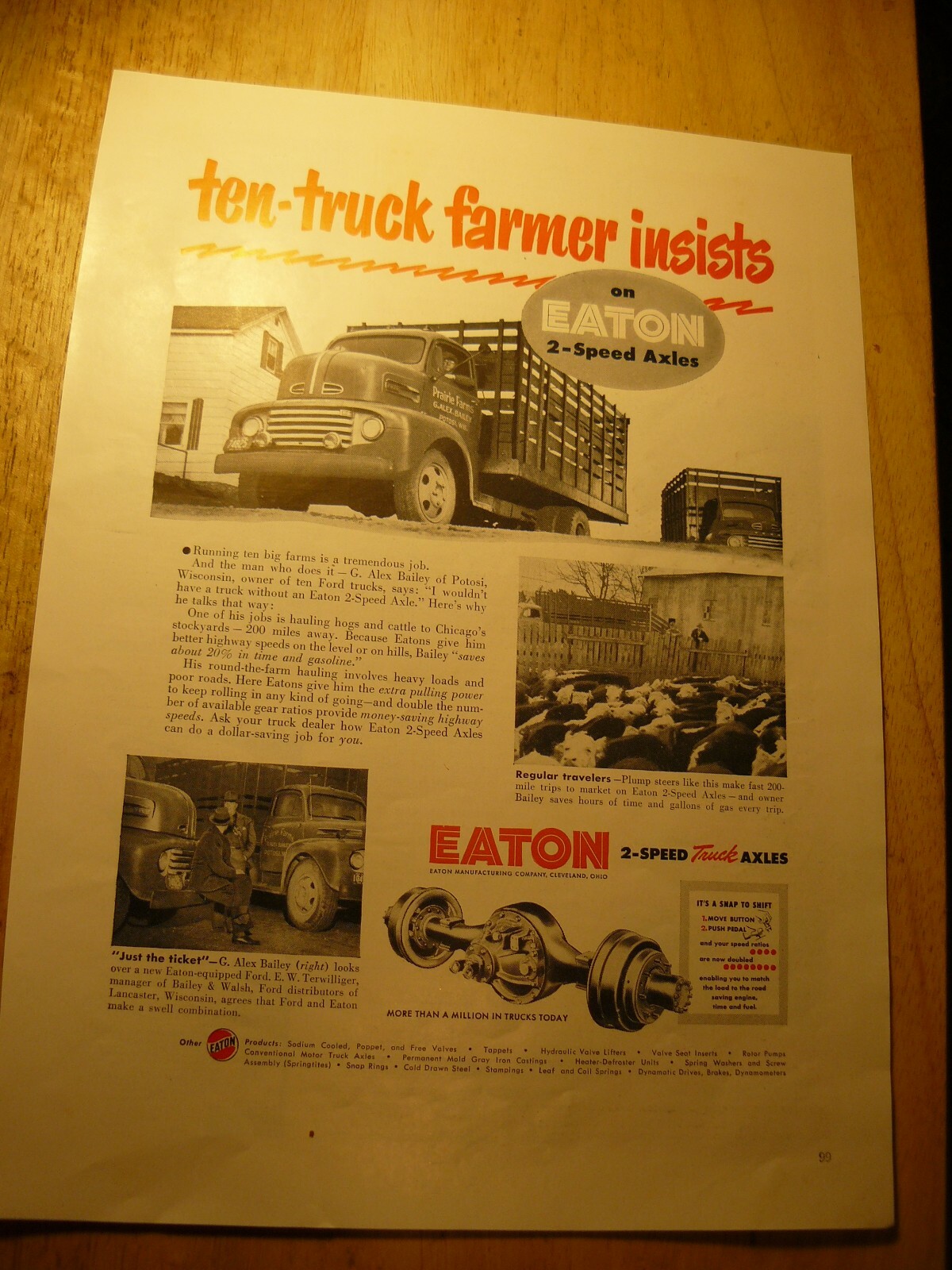 The FARM QUARTERLY-AD- SPRING 1951- EATON 2-SPEED TRUCK AXLES -EXTRA PULL POWER