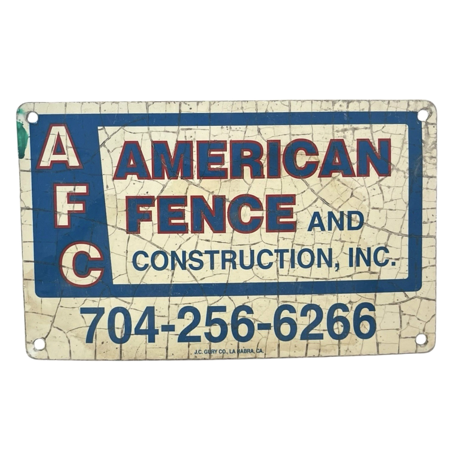 American Fence & Construction, Inc. AFC Metal Sign Charlotte, NC 8″ x 5″