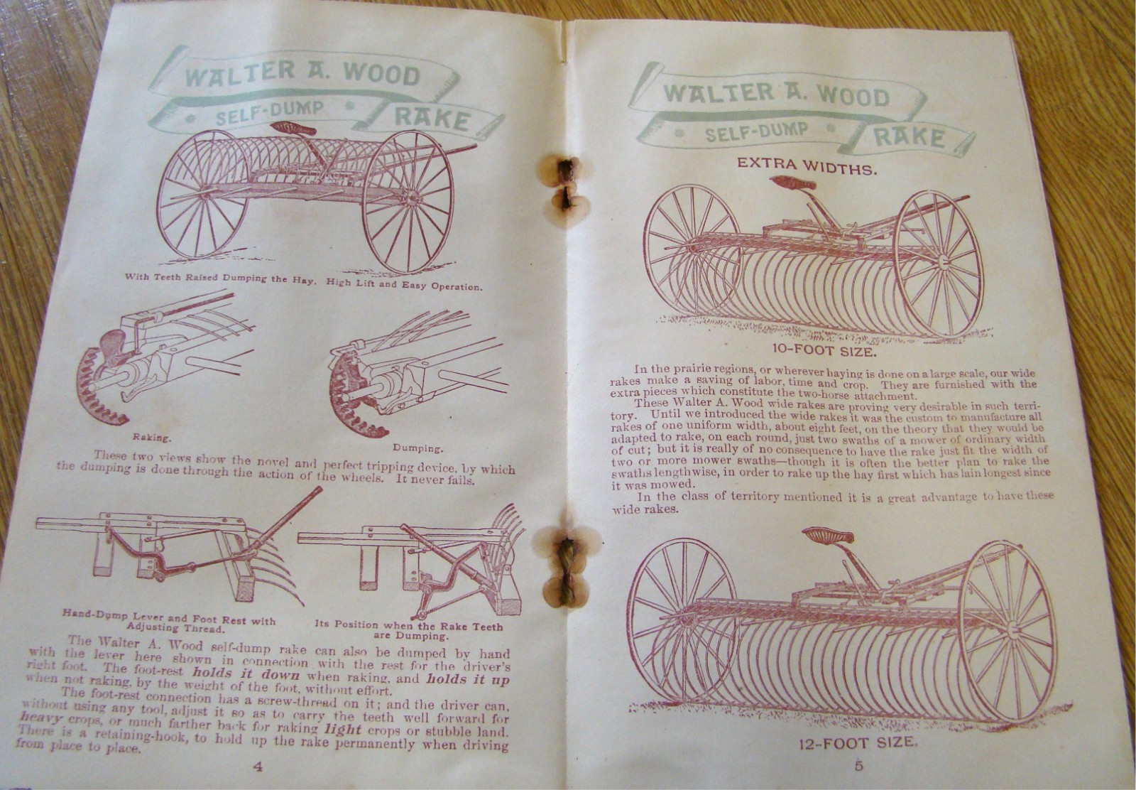 1800’s Wood Horse Drawn Hay Rake Catalog Antique Farm Implement old farming