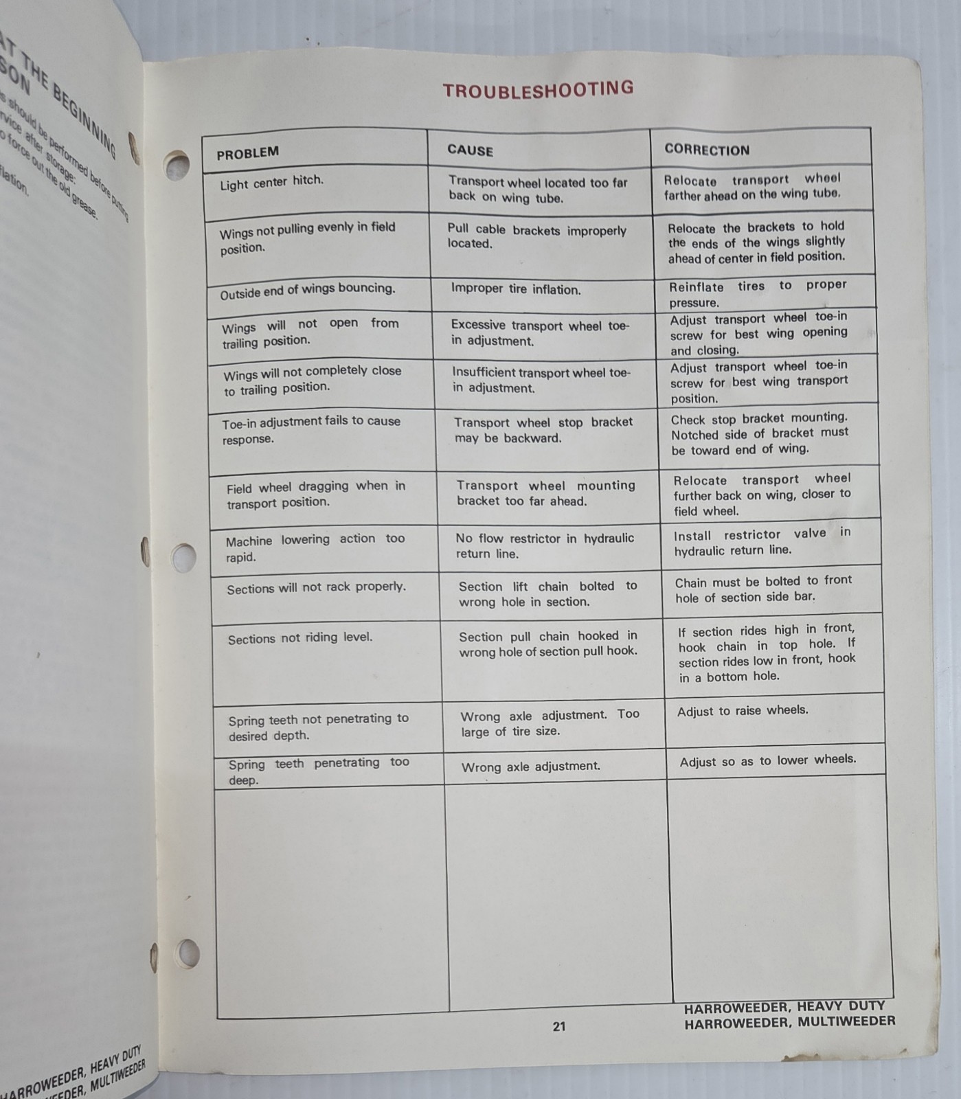 Melroe Harrow-Multiweeder Heavy Duty Harrow Owners Manual Clark Equipment 1974