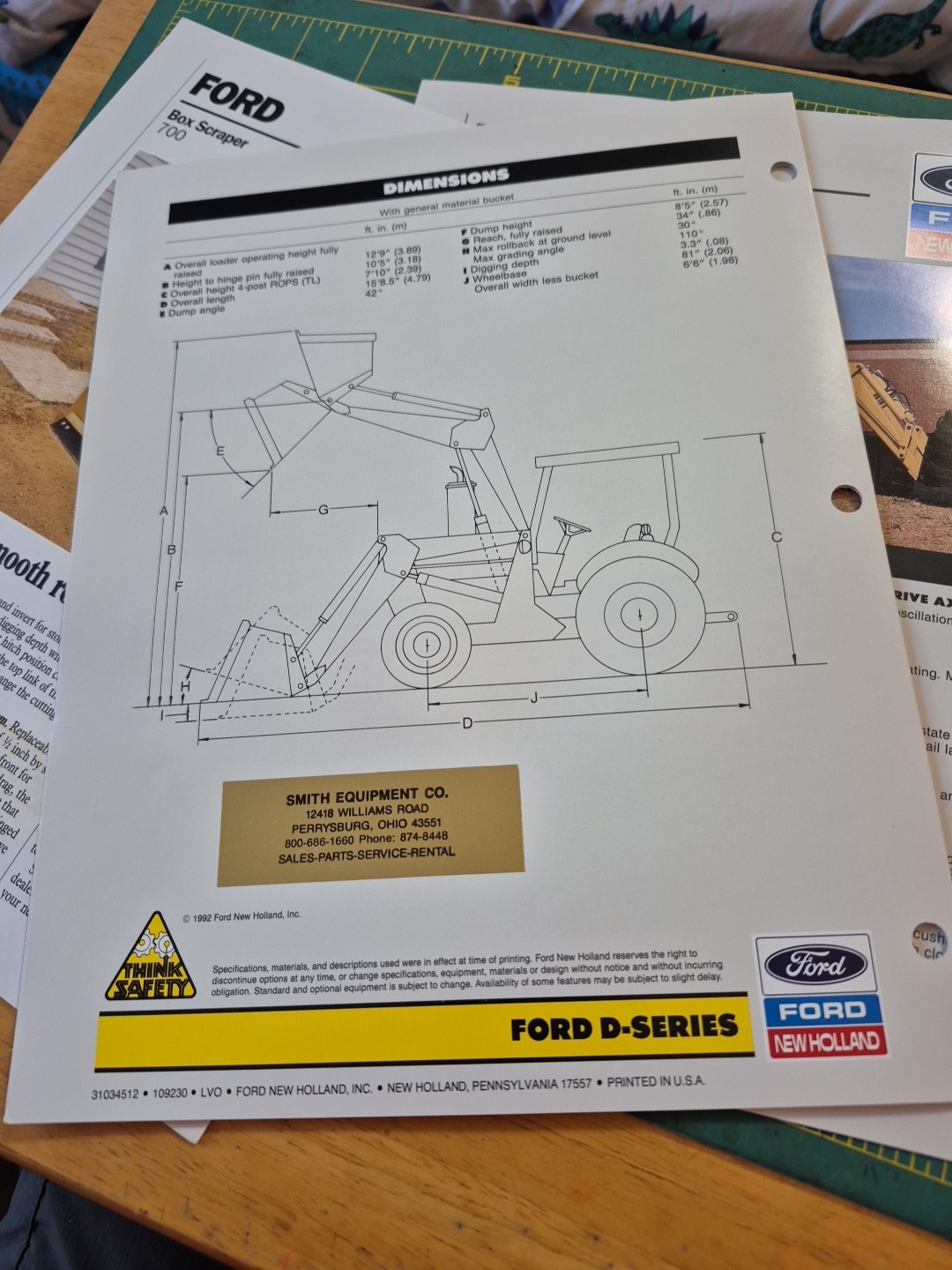 3 1990-92 FORD NEW HOLLAND Brochures Box Scraper 700 & 345D 545D Tractor