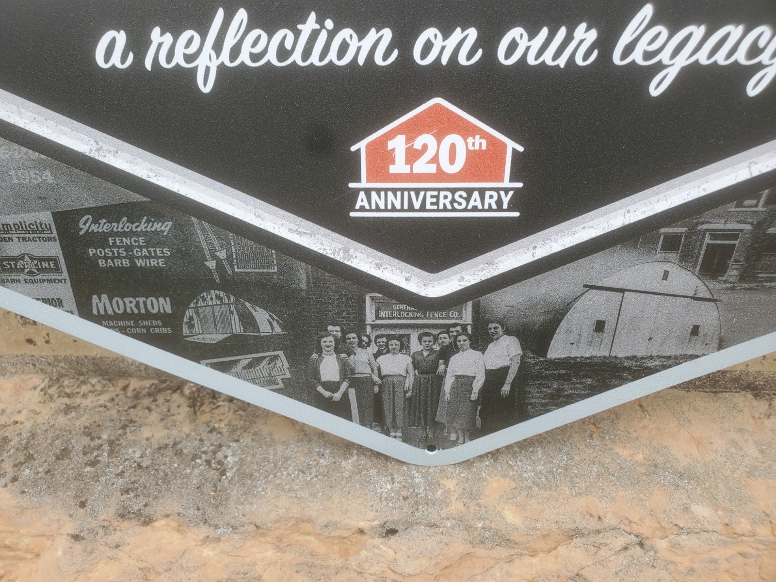 25-1/2″ X 19″ Metal Sign Morton Buildings 120th Anniversary 1903-2023 Farm Decor