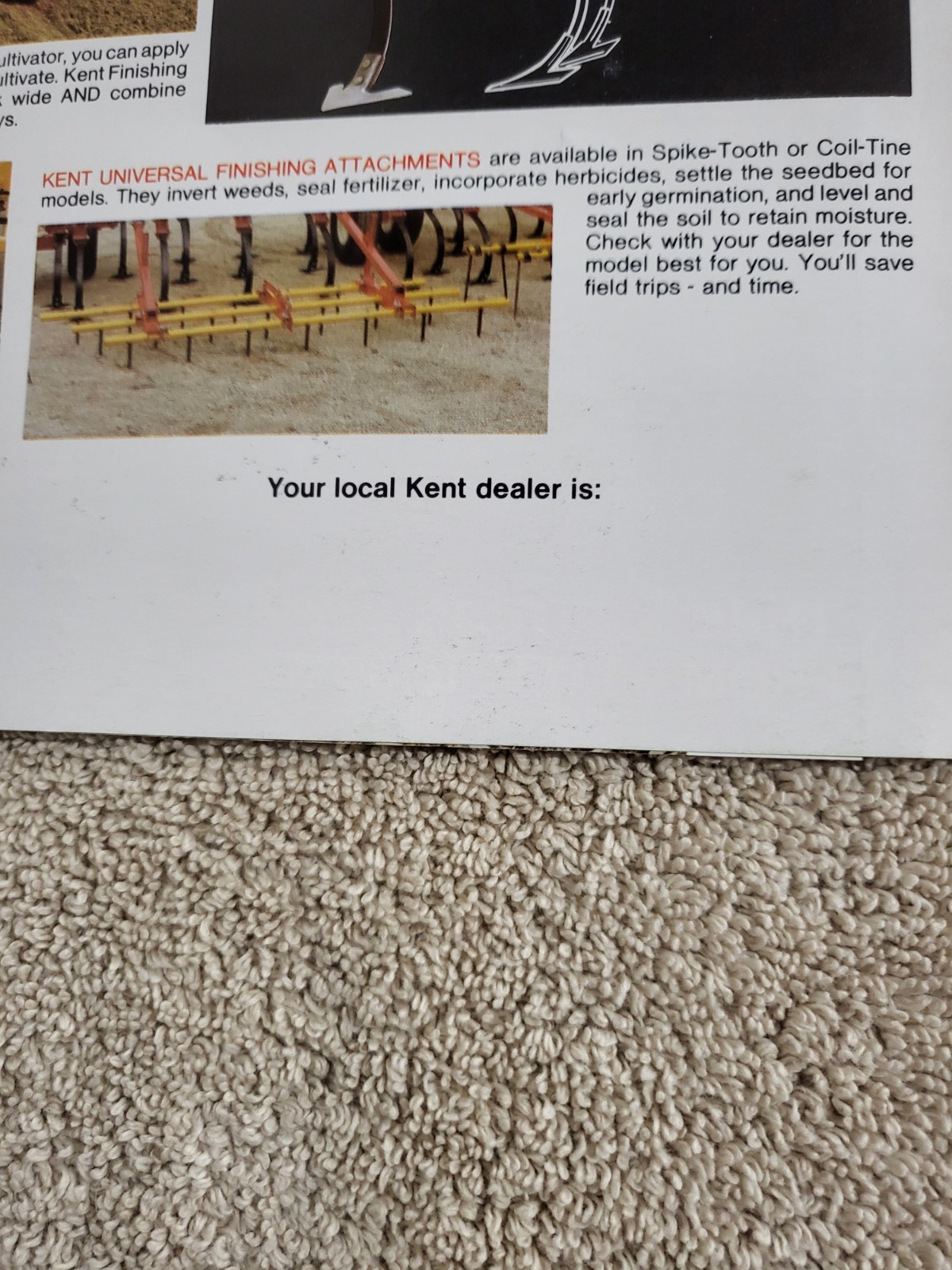 1970s Kent 4000 5000 6000 7000 Series Field Cultivators BROCHURE John Deere IH