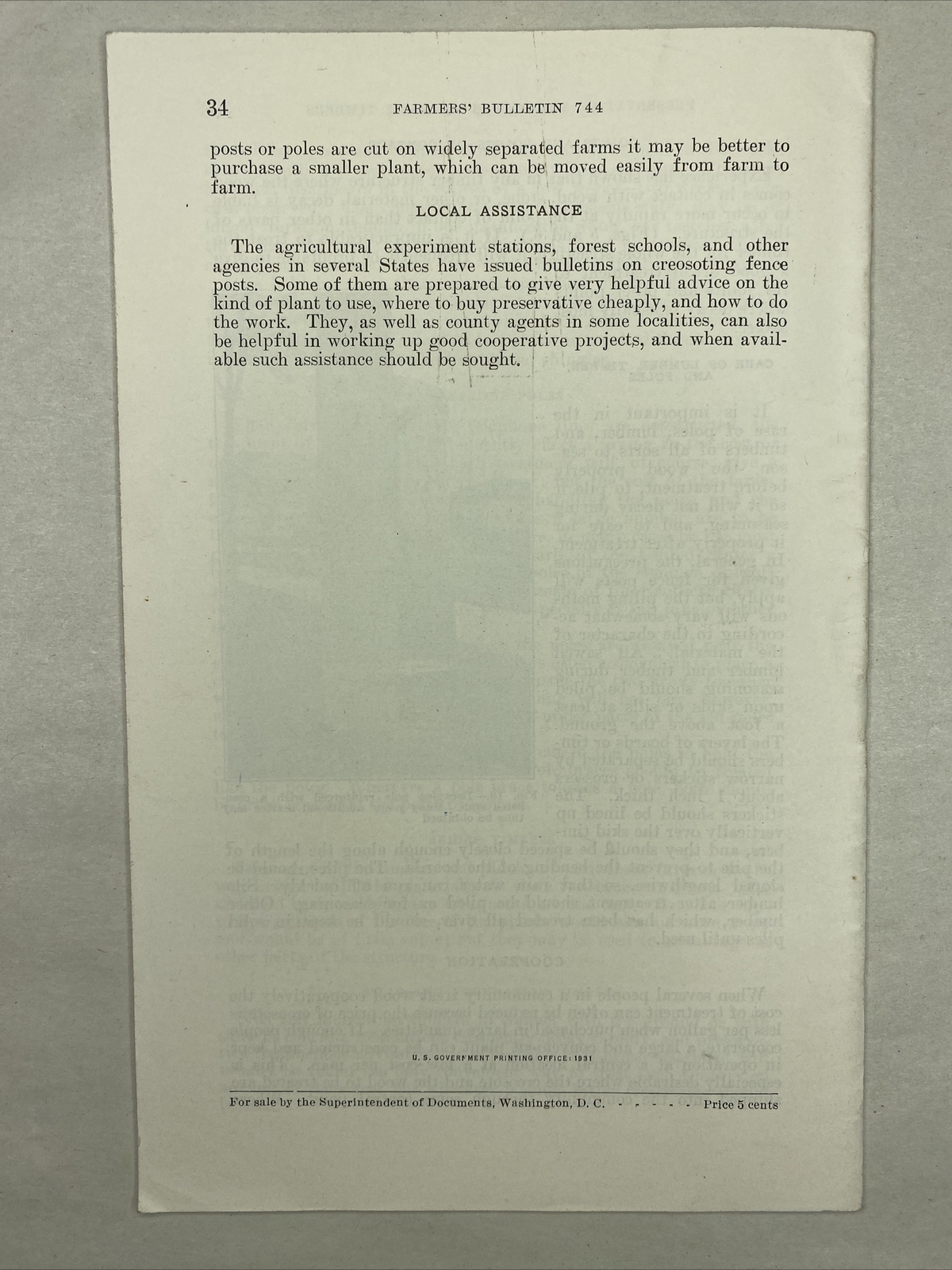 1931 USDA Farmers’ Bulletin No. 744 The Preservative Treatment of Farm Timbers