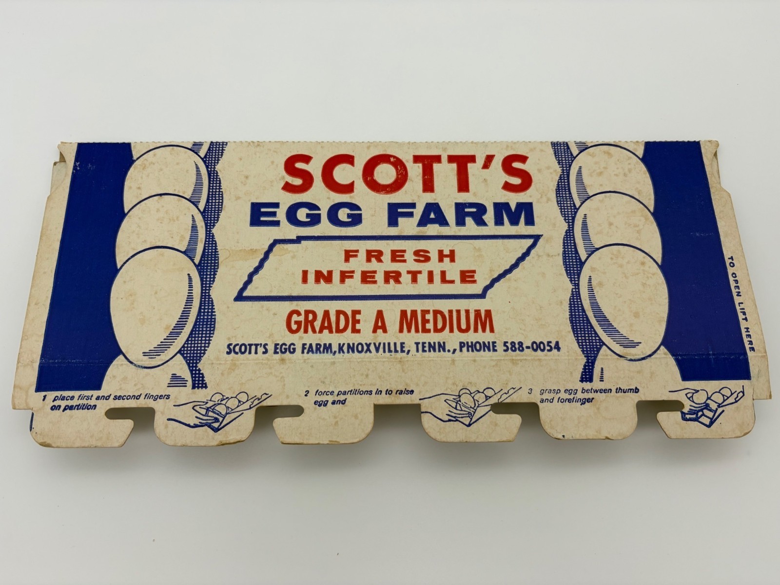Vintage Scott’s Egg Farm Knoxville TENN Egg Cartons Pair Grade A Medium Local Ad