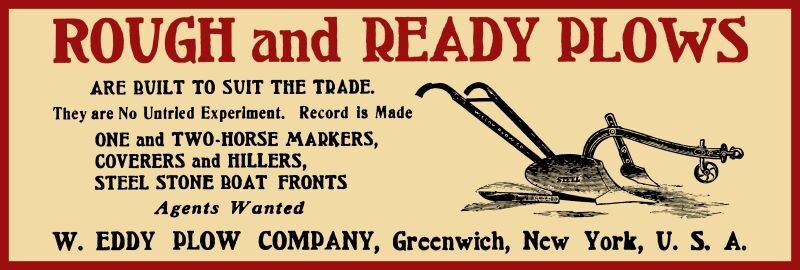 Rough & Ready Plows, Greenwich, NY NEW Sign: 12×36″ USA STEEL XL Size, 4 lbs