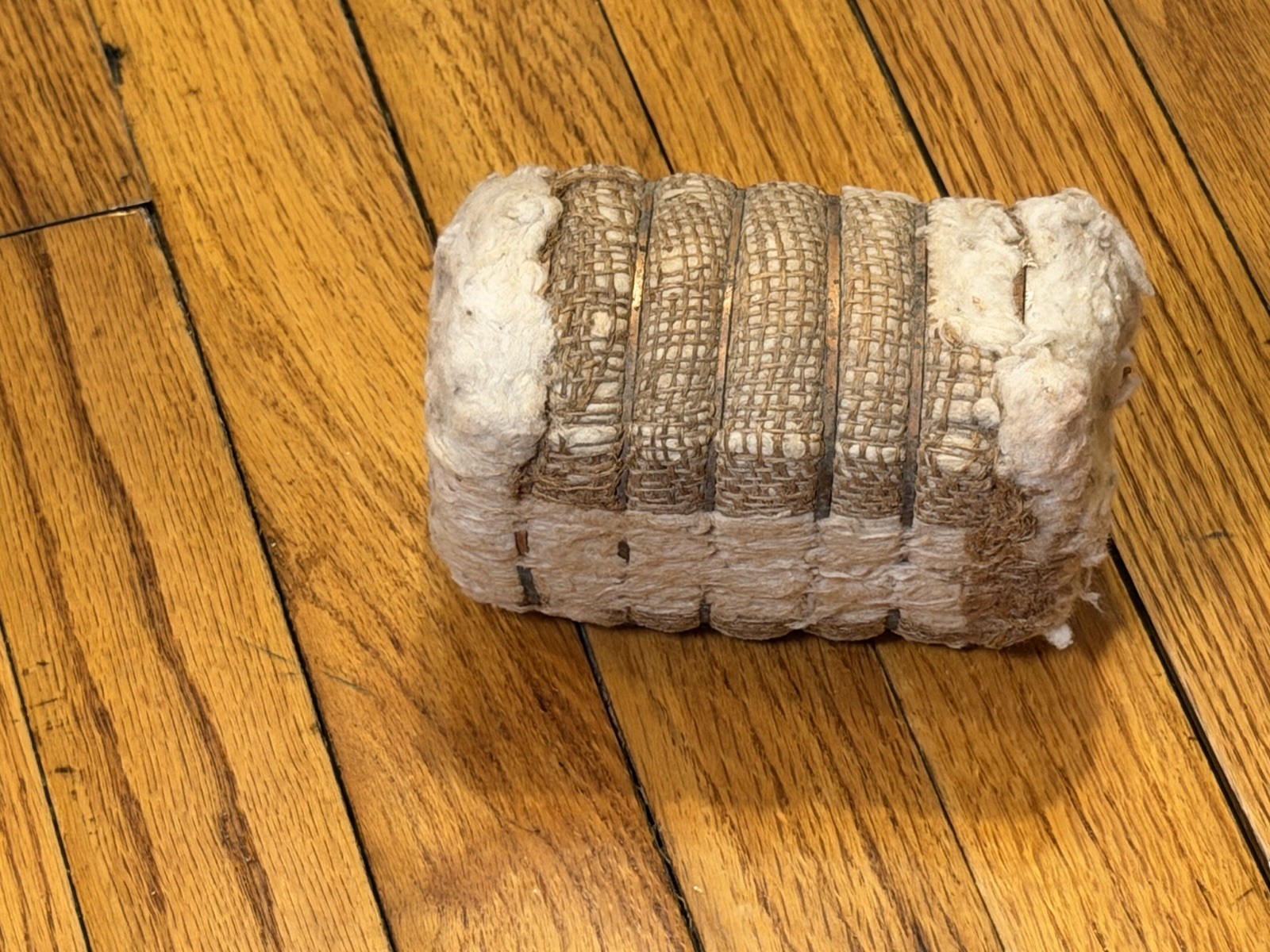 Vintage Miniature Texas Cotton Bale – 5.5″ Real Cotton & Burlap Display Replica