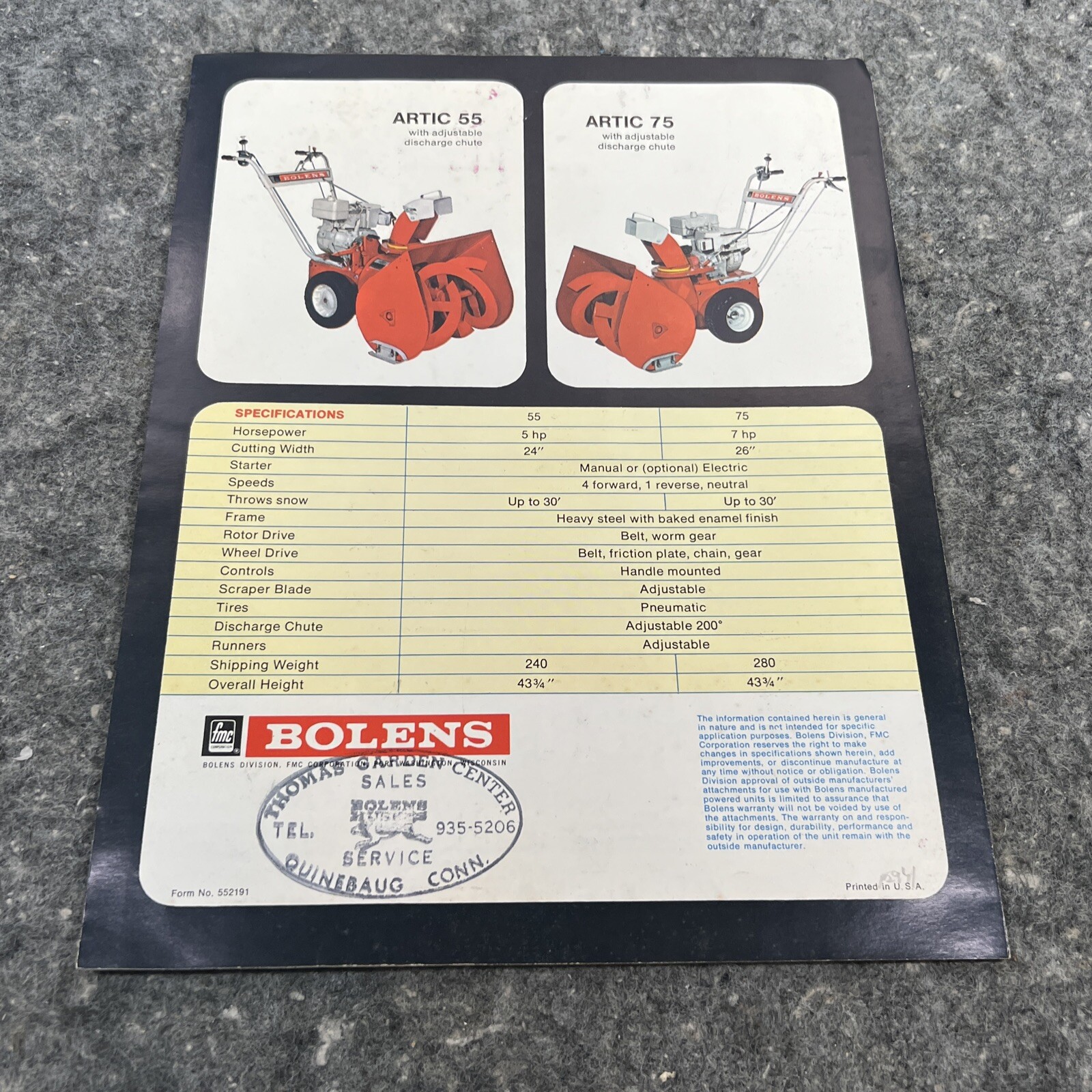 Original Bolens Snow Removal Equipment …for a ‘no shovel’ winter Brochure