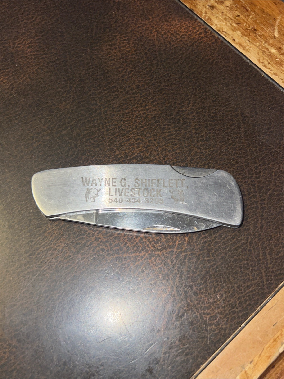 Vintage Northern Va Wayne Shuffler Livestock Advertising Pocket Knife Premium