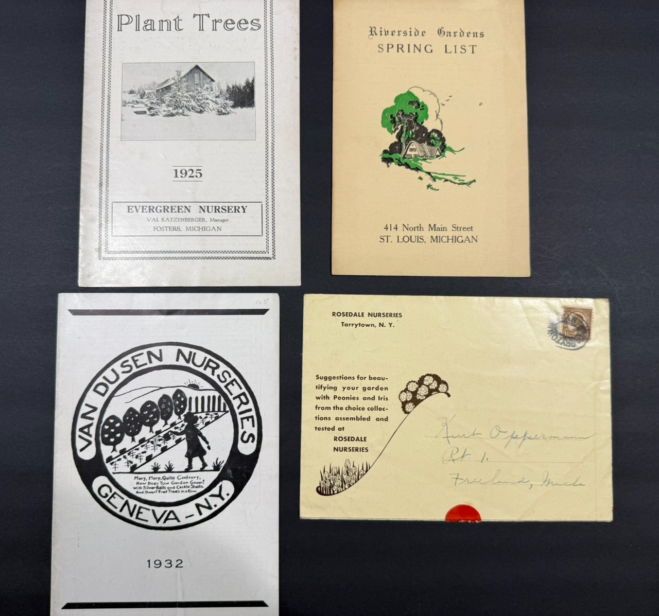 1930’s Evergreen, Van Dusen, Rosedale Nursery Brochures…..4 Items