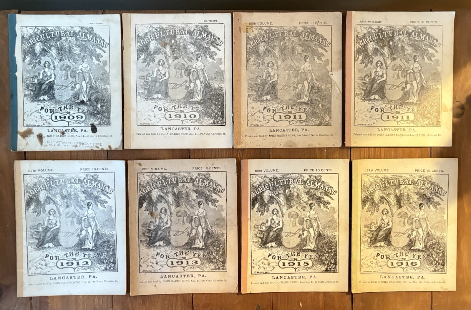 Lot Of 23 John Baer’s Agricultural Almanac Lancaster, PA Antique! 1900’s