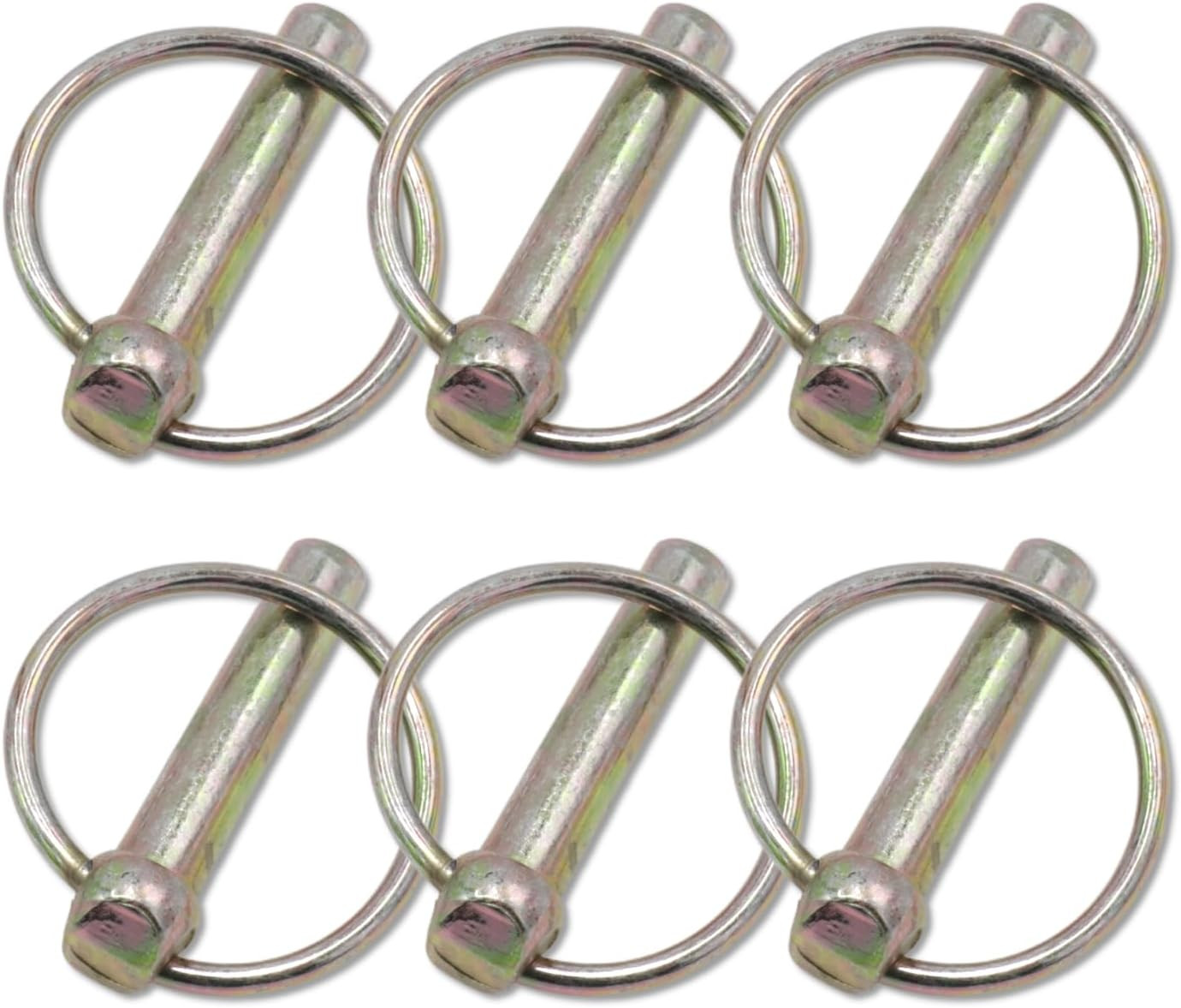 3/8 Inch Lynch Pin Assortment Kit, 6Pcs Heavy Duty round Linch Pins with Ring