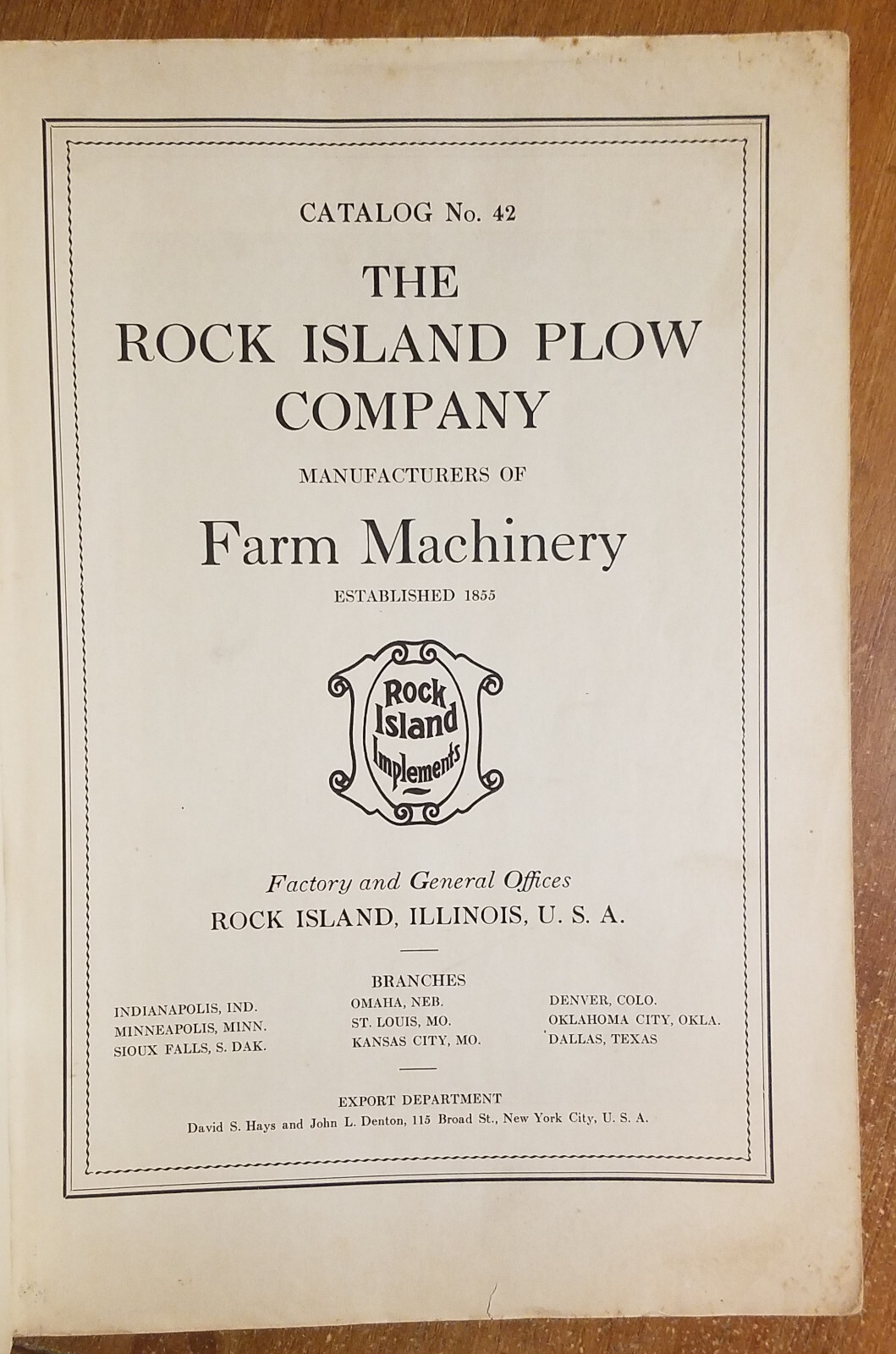 1920’s Rock Island Implements Catalog #42