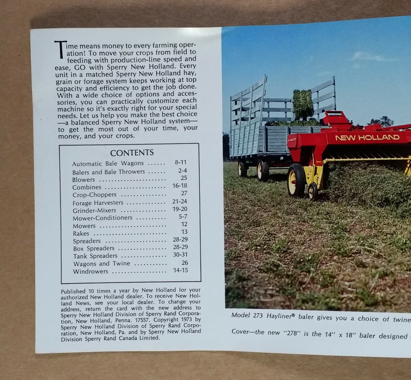 1973 New Holland Equipment Buyer’s Guide Catalog balers combine windrower