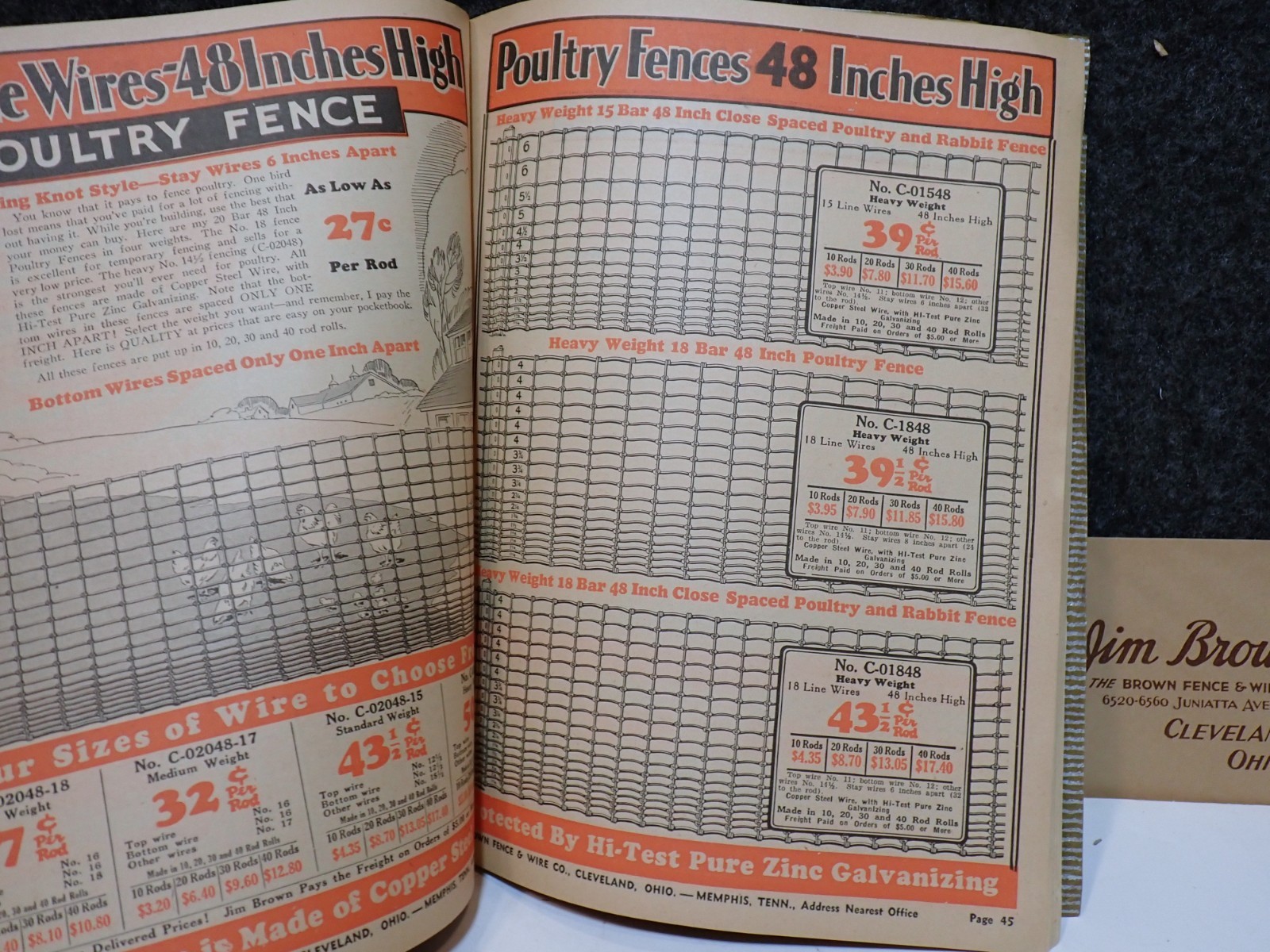 1937 JIM BROWN’S FENCE & BARB WIRE PAINT HORSE HARNESS STOVE FARMING CATALOG