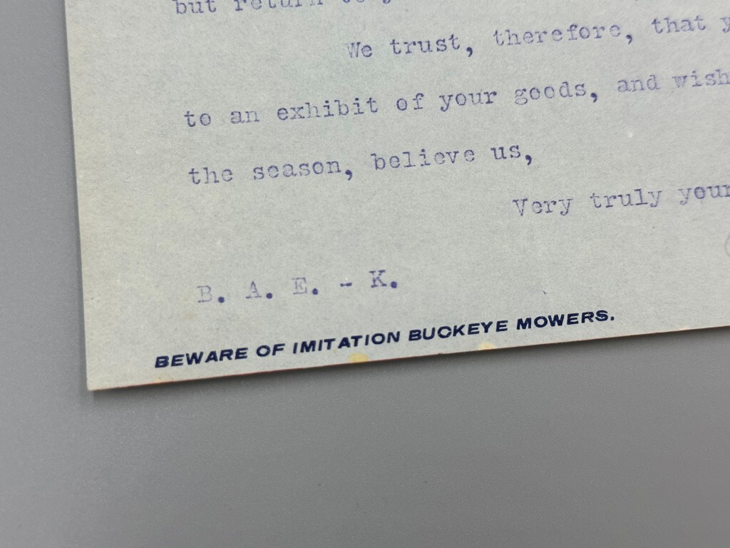 1902 Koenig BUCKEYE Antique FARM MACHINERY Advertising Letter ST LOUIS EXPO
