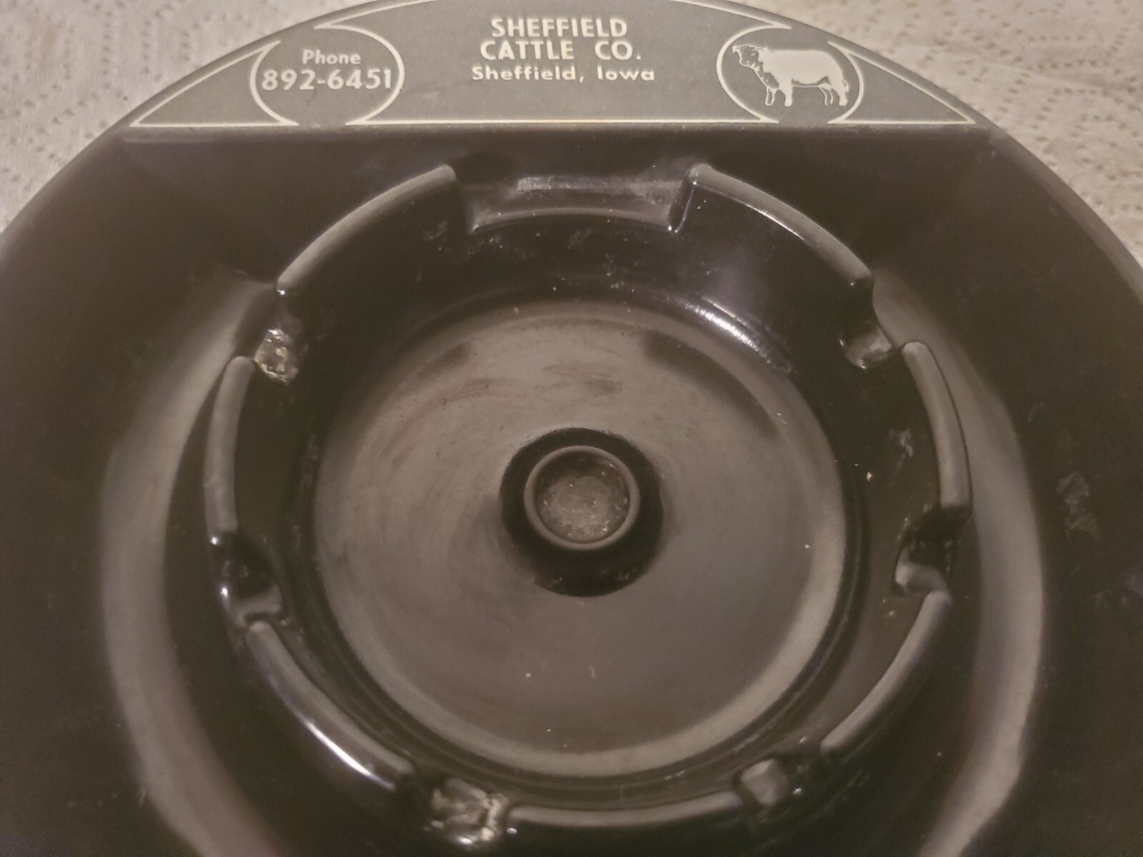 5-1/2″ Hard Plastic Ashtray Sheffield Cattle Company Sheffield Iowa Ranching