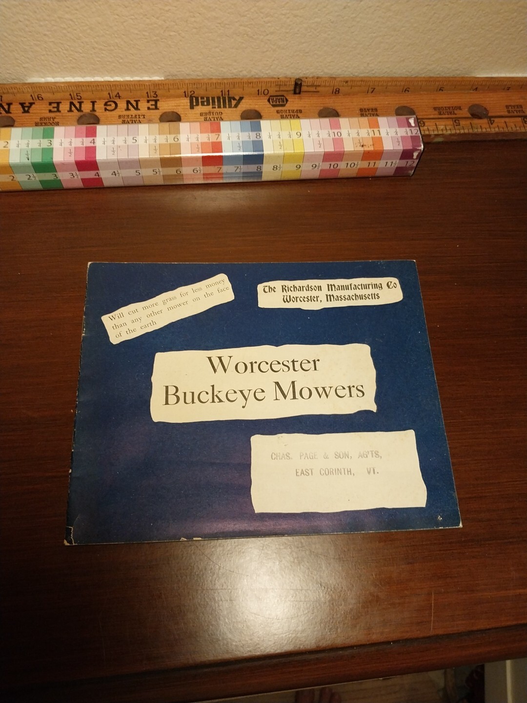 Antique 1900 E. Corinth Vermont Worcester Buckeye Mowers Lawn Mower Advertising