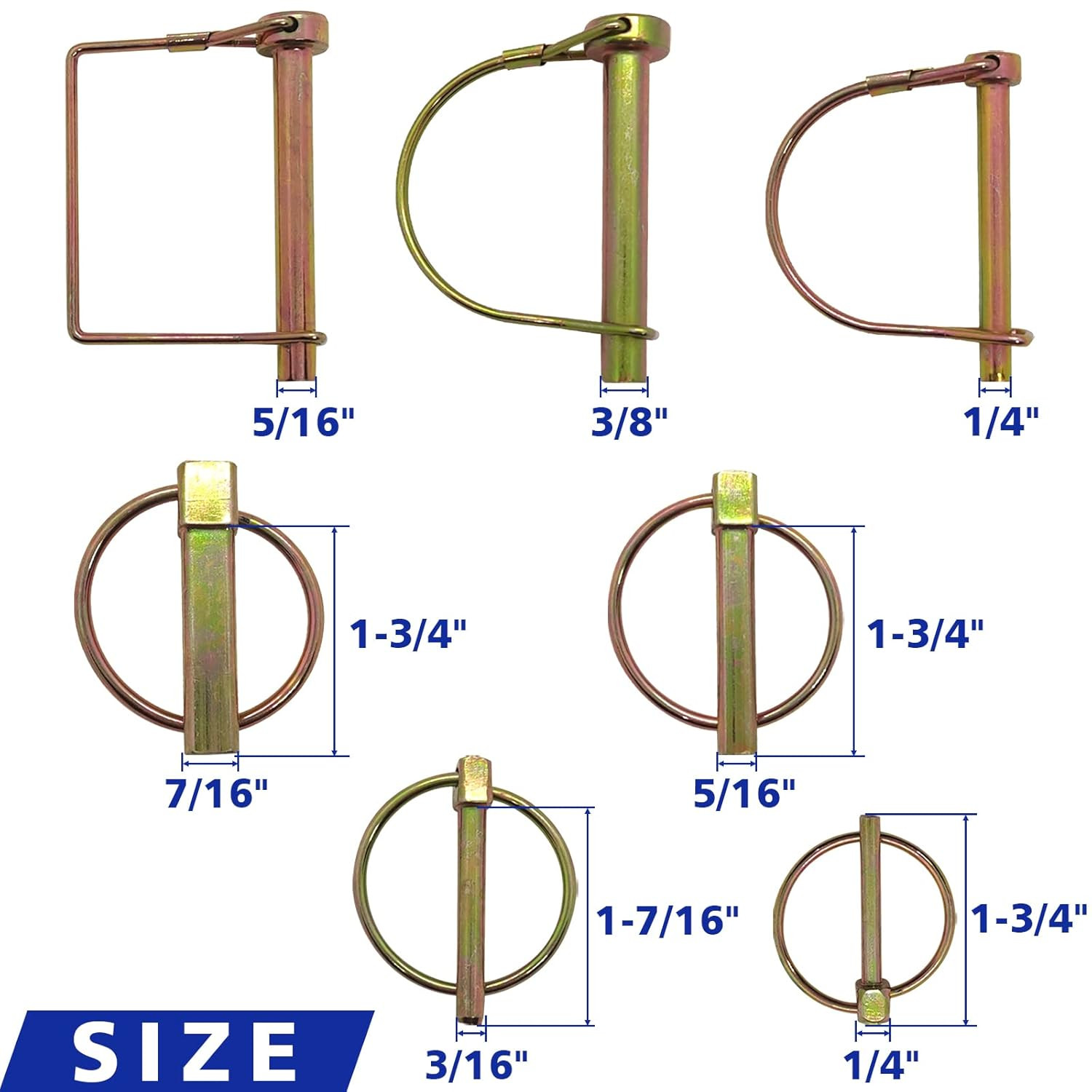 Hitch Pin Clip Pins 119Pcs – Linch and PTO Pins for Trailers Tractors Trucks Tow