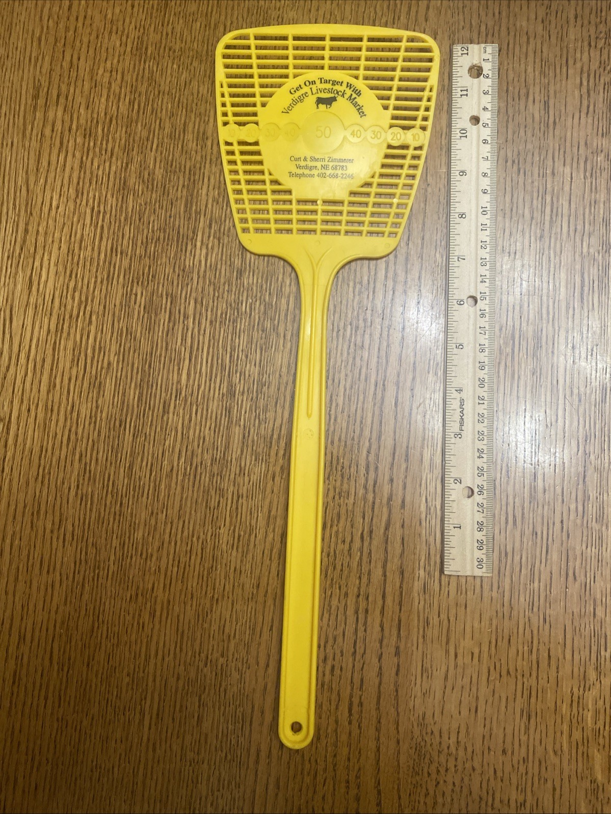 Vintage Fly Swatter. Verdigre Livestock, Curt and Sherri Zimmerer, plastic