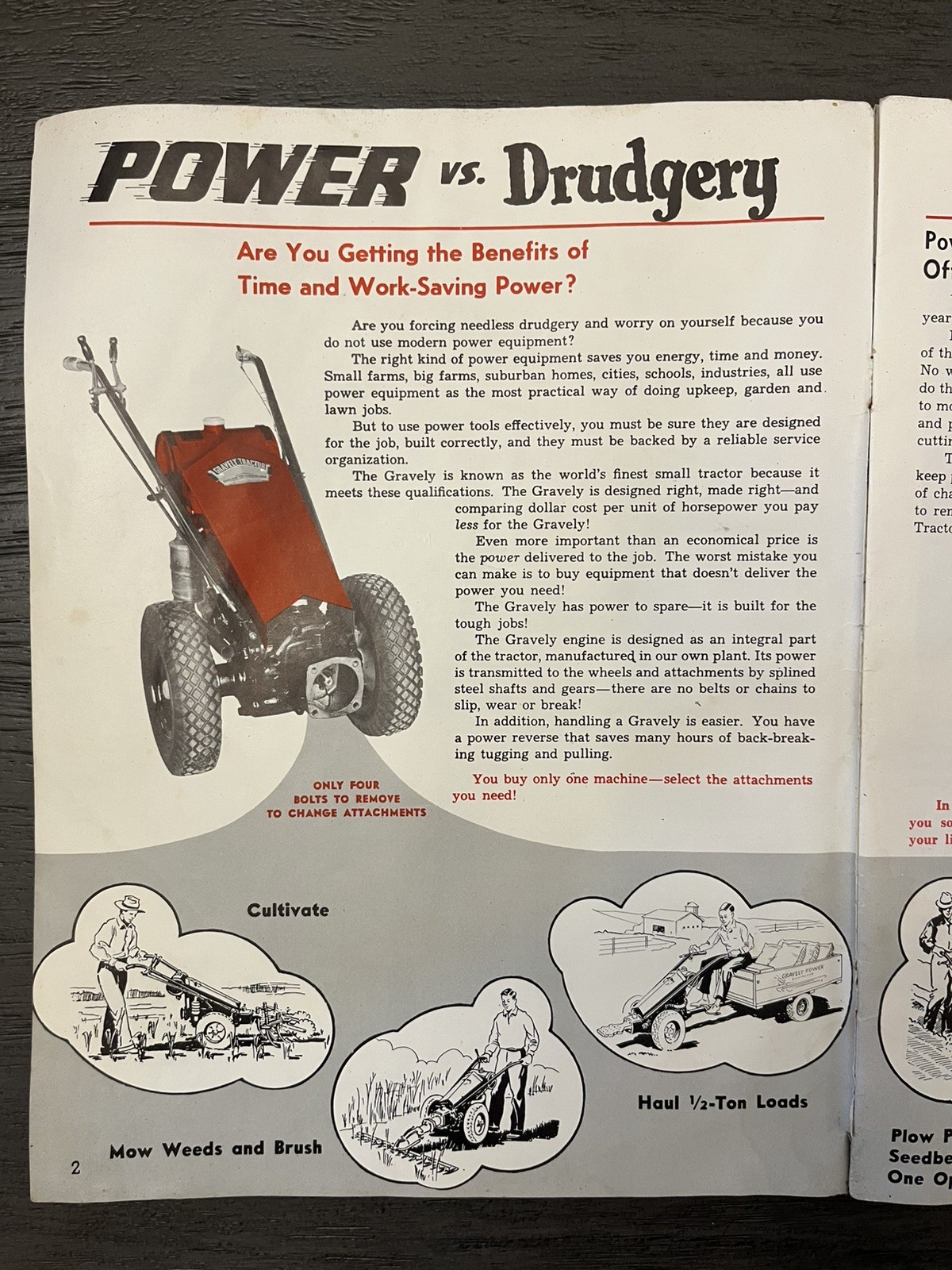 Vintage Collectible Gravely Power Equipment Catalog 1953 Power Vs Drudgery