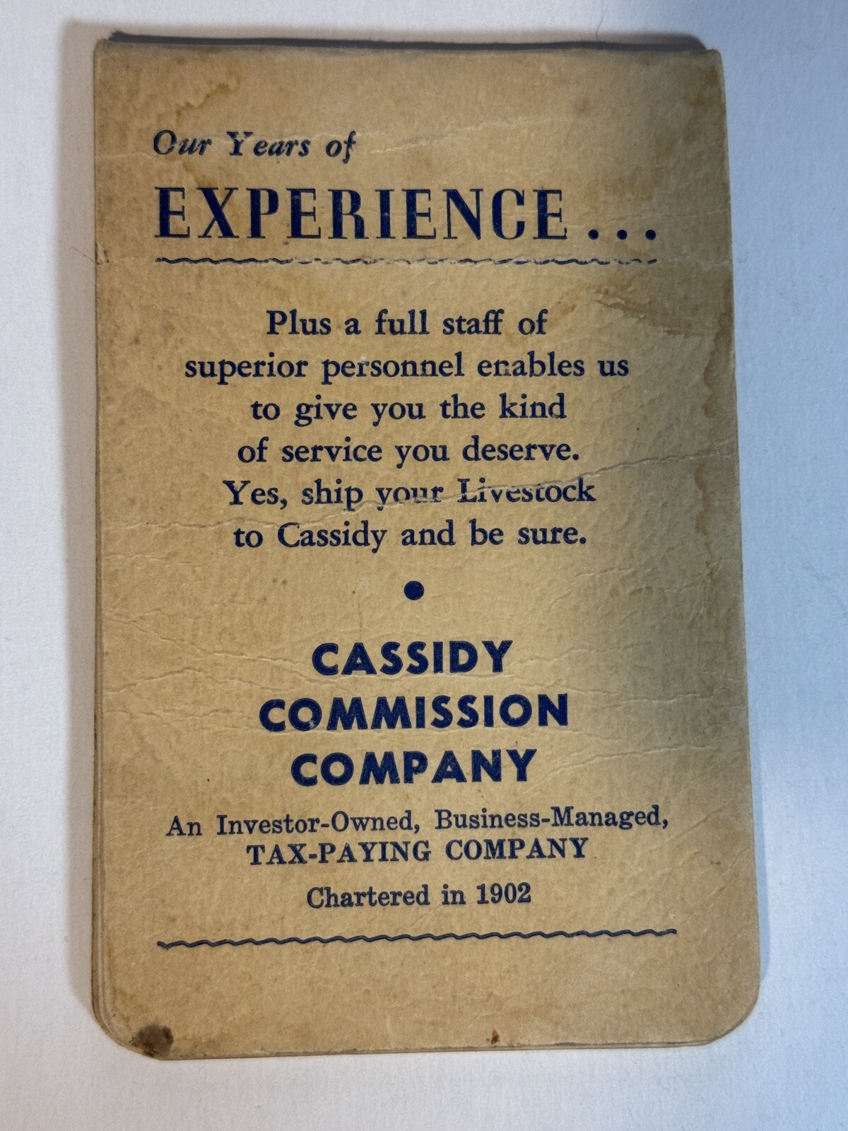 Cassidy Commission Co Houston Oklahoma City Kansas City Notepad Used Writing