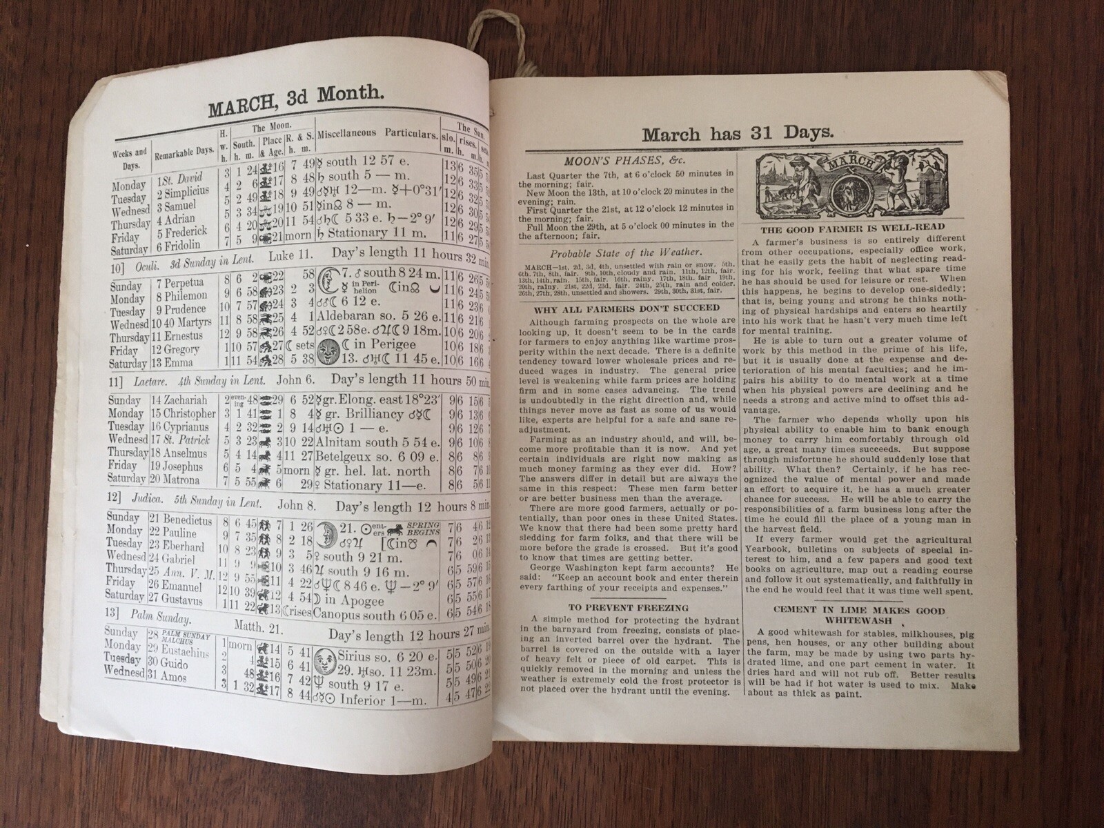 Vintage 1926 John Bear Baer’s Agricultural Almanac Lancaster PA