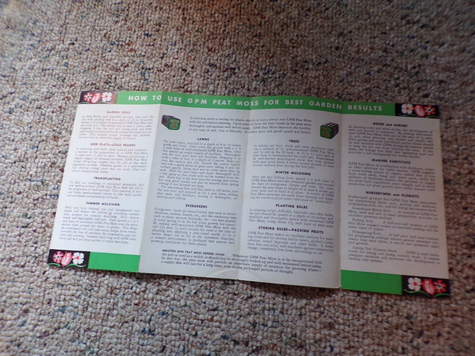 1939 Successful Gardening GPM Peat Moss Vntg Brochure Atkins & Durbrow New York
