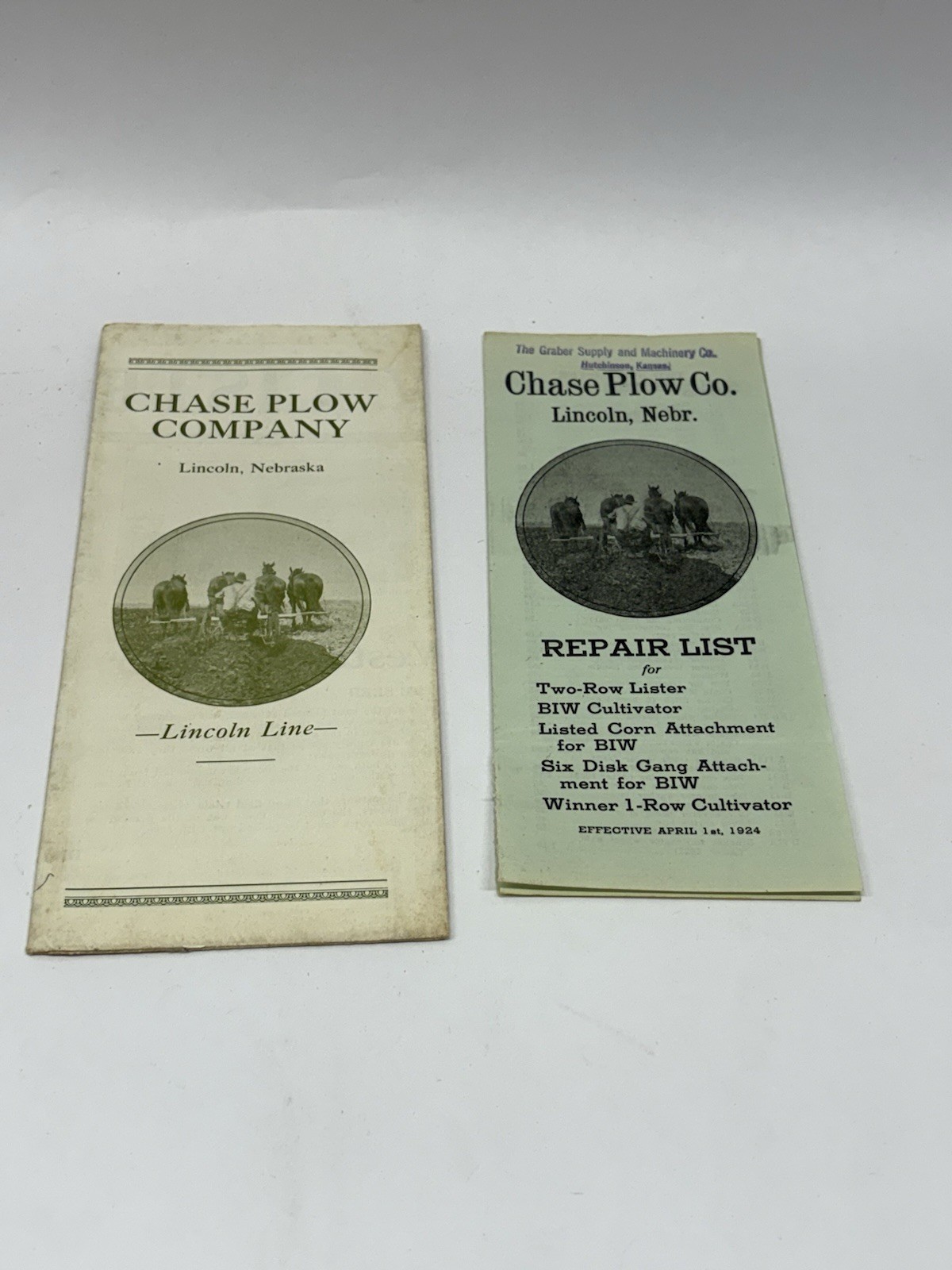 RARE 1920’s Chase Plow Co. Lincoln Nebraska NE Repair Brochures