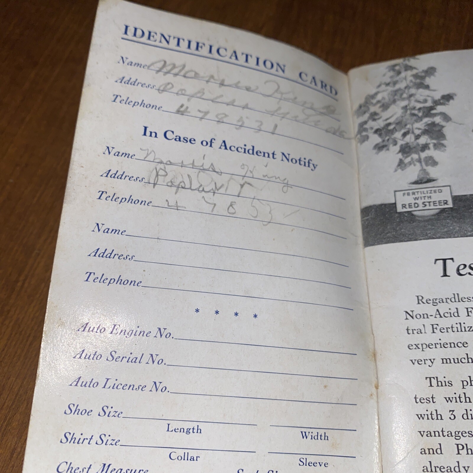 Vintage 1945 Swift’s Red Steer Brand Fertilizers Advertising Memo Book Notepad