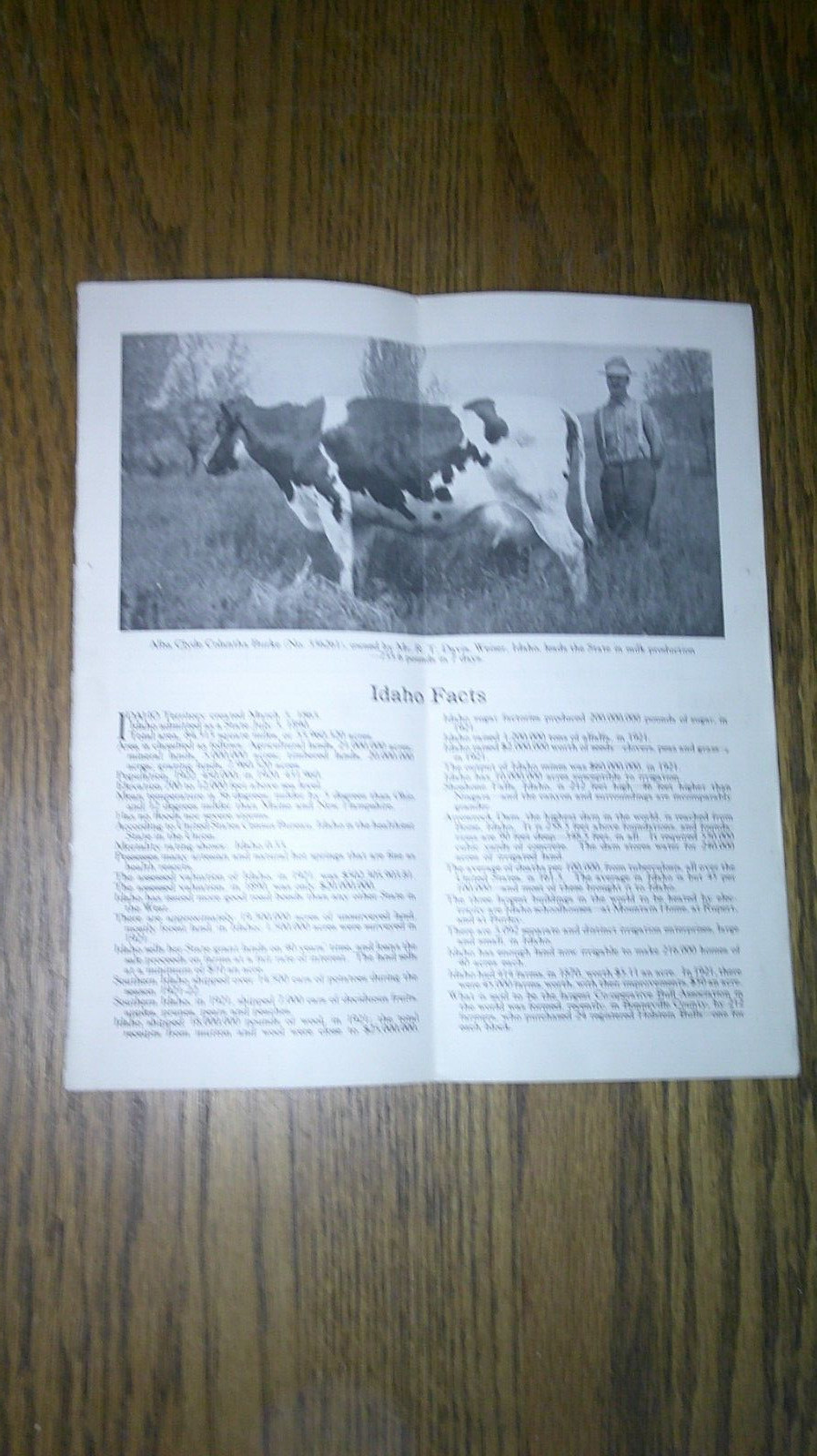 vintage pamphlet for Dairy farming in Idaho for the year 1922 Union Pacific 7C