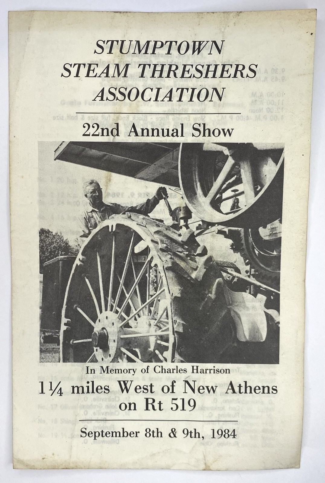 Stumptown Steam Threshers Association Annual Show Program 1984 Ohio Tractors