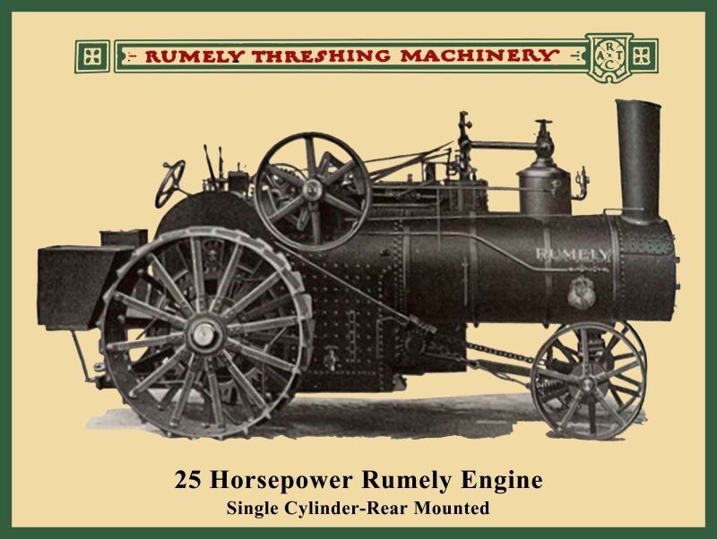 25 HP Rumely Steam Engine, Threshing Machine New Metal Sign: 9×12″ Ships Free